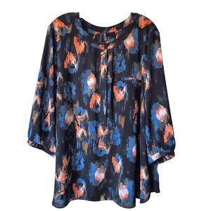 NYDJ Blouse Womens Size 2X Multicolor Artsy Abstract Career Office Geometric